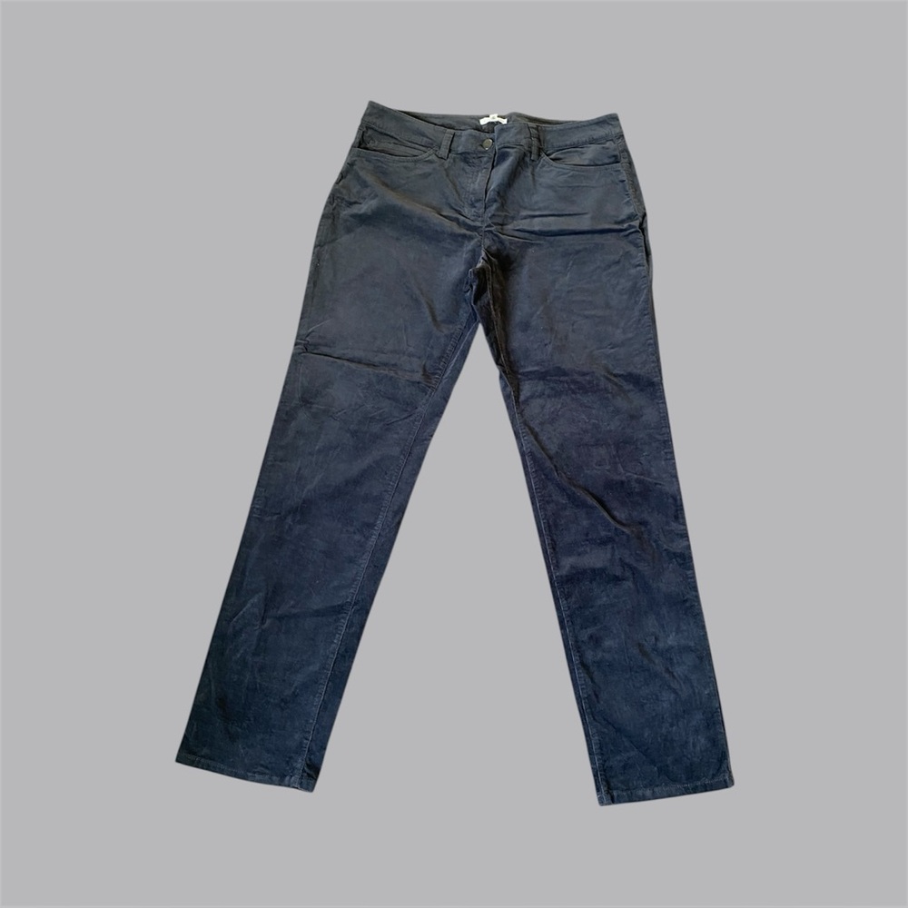 EILEEN FISHER Women's Light Corduroy Pants Charcoal‎ 12 Stretch Cotton Straight